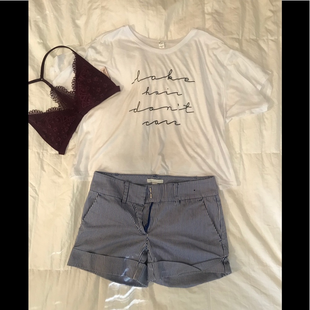 WHITE T SHIRT WITH “LAKE HAIR DONT CARE”